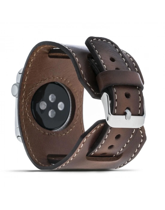 ÇOK SATAN Apple Watch Uyumlu Deri Kordon 38-40-41mm Cuff Taba