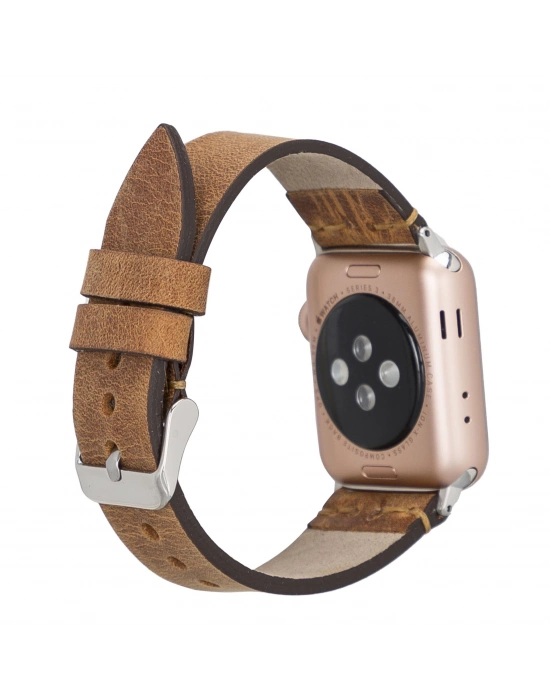 ÇOK SATAN Apple Watch Uyumlu Deri Kordon 38-40-41mm G19-BA7 Taba