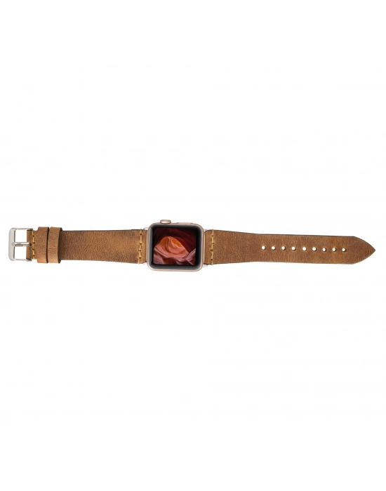 ÇOK SATAN Apple Watch Uyumlu Deri Kordon 38-40-41mm G19-BA7 Taba
