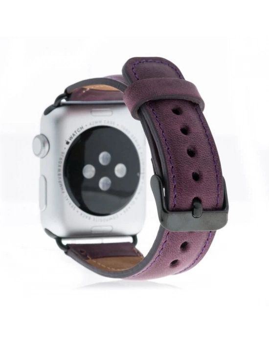 ÇOK SATAN Apple Watch Uyumlu Deri Kordon 38-40-41mm G7 Mor