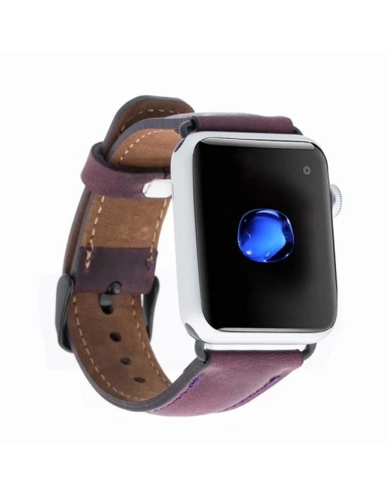ÇOK SATAN Apple Watch Uyumlu Deri Kordon 38-40-41mm G7 Mor