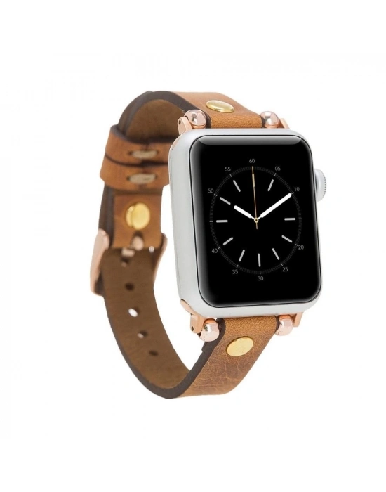 ÇOK SATAN Apple Watch Uyumlu Deri Kordon 38-40-41mm GT G19 Taba