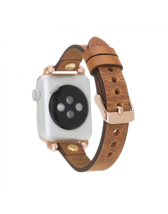 ÇOK SATAN Apple Watch Uyumlu Deri Kordon 38-40-41mm GT G19 Taba