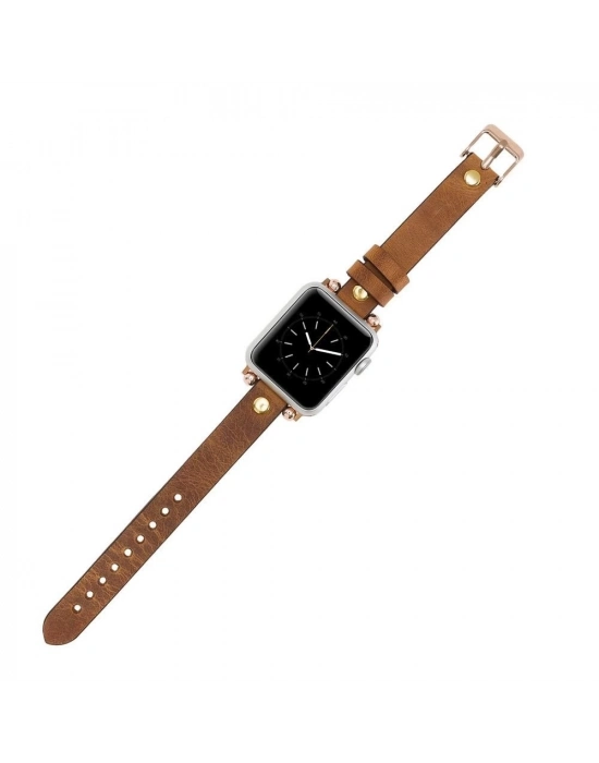 ÇOK SATAN Apple Watch Uyumlu Deri Kordon 38-40-41mm GT G19 Taba