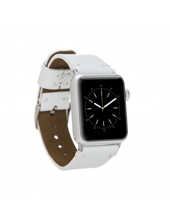 ÇOK SATAN Apple Watch Uyumlu Deri Kordon 38-40-41mm Orfe F3 Beyaz