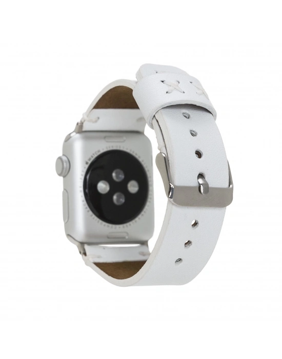 ÇOK SATAN Apple Watch Uyumlu Deri Kordon 38-40-41mm Orfe F3 Beyaz