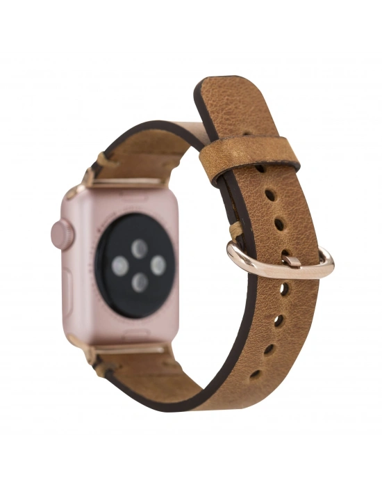 ÇOK SATAN Apple Watch Uyumlu Deri Kordon 38-40-41mm Roma G19 Taba