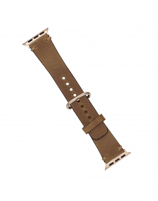 ÇOK SATAN Apple Watch Uyumlu Deri Kordon 38-40-41mm Roma G19 Taba