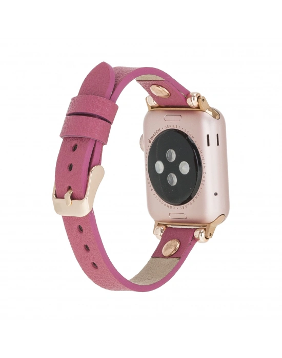 ÇOK SATAN Apple Watch Uyumlu Deri Kordon 38-40-41mm RT CP4 Fuşya