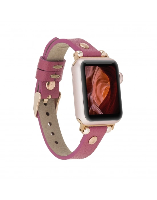ÇOK SATAN Apple Watch Uyumlu Deri Kordon 38-40-41mm RT CP4 Fuşya