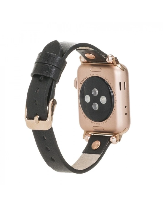 ÇOK SATAN Apple Watch Uyumlu Deri Kordon 38-40-41mm RT RST1 Siyah