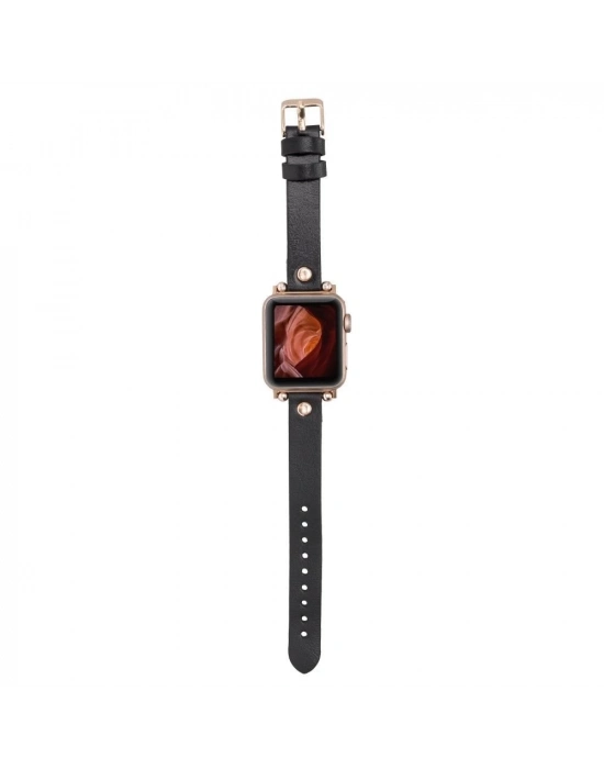 ÇOK SATAN Apple Watch Uyumlu Deri Kordon 38-40-41mm RT RST1 Siyah