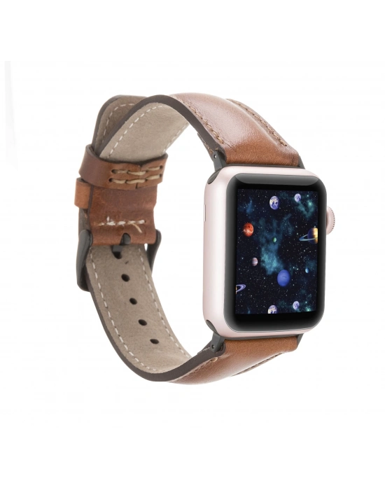 ÇOK SATAN Apple Watch Uyumlu Deri Kordon 38-40-41mm RTST2EF Taba