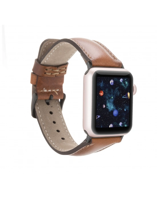 ÇOK SATAN Apple Watch Uyumlu Deri Kordon 38-40-41mm RTST2EF Taba