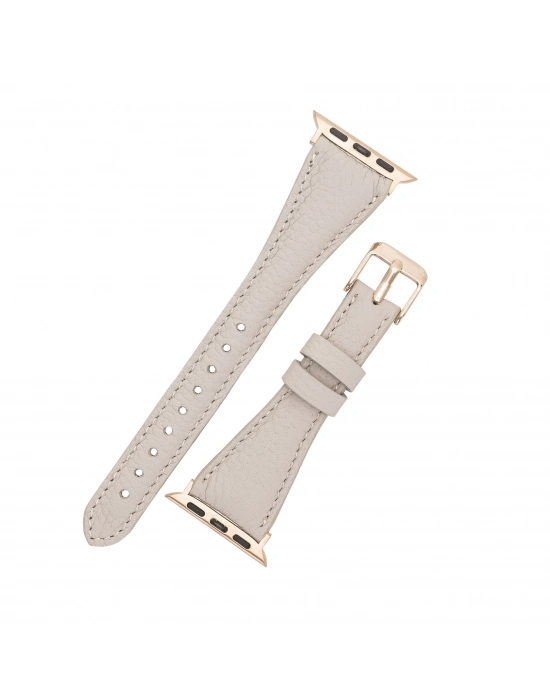 ÇOK SATAN Apple Watch Uyumlu Deri Kordon 38-40-41mm Slim ERC3 Bej