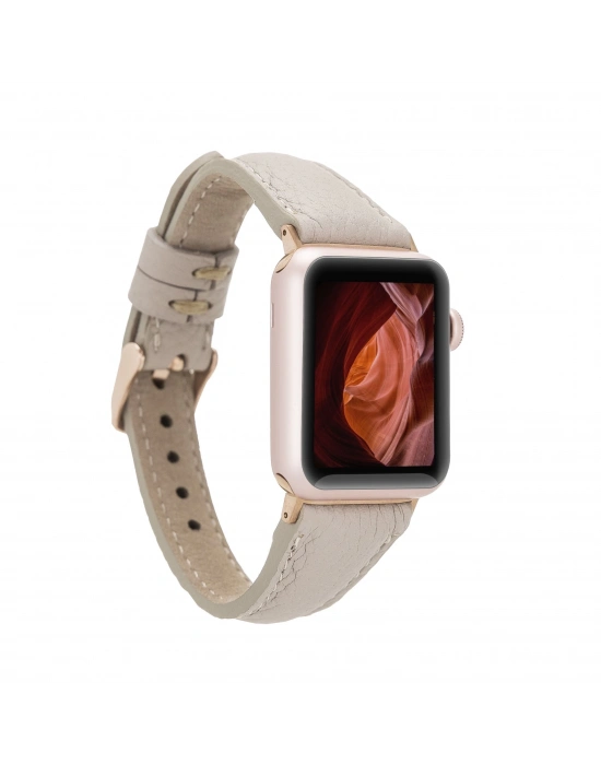 ÇOK SATAN Apple Watch Uyumlu Deri Kordon 38-40-41mm Slim ERC3 Bej