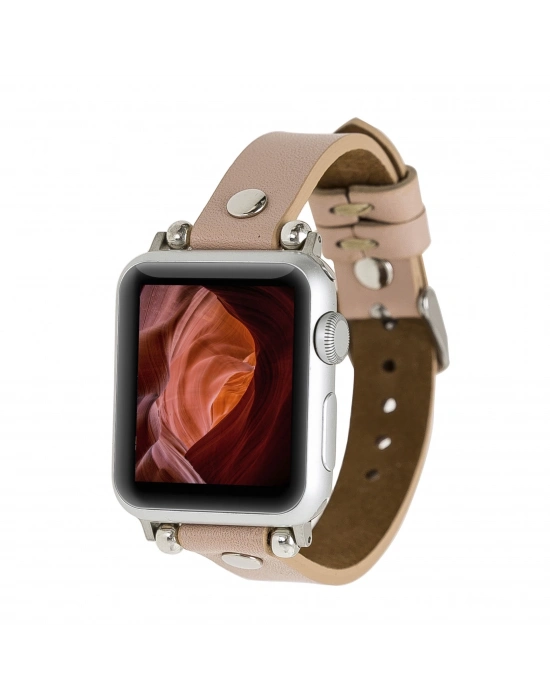 ÇOK SATAN Apple Watch Uyumlu Deri Kordon 38-40-41mm ST NU1 Pembe