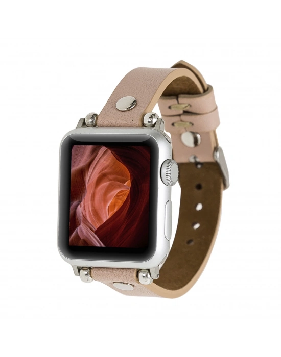 ÇOK SATAN Apple Watch Uyumlu Deri Kordon 38-40-41mm ST NU1 Pembe