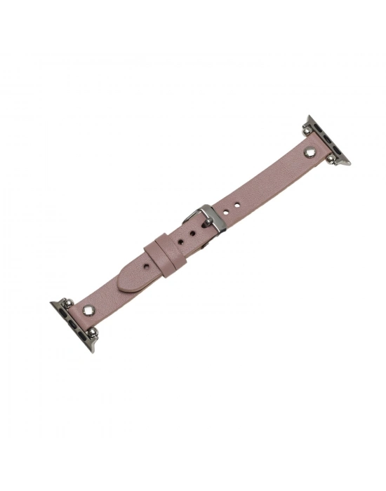 ÇOK SATAN Apple Watch Uyumlu Deri Kordon 38-40-41mm ST NU2 Pembe