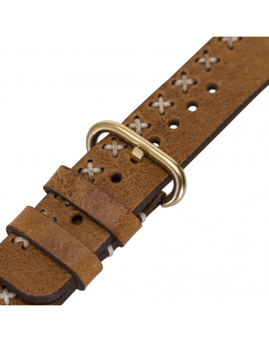 ÇOK SATAN Apple Watch Uyumlu Deri Kordon 42-44-45mm Aqua V18 Taba
