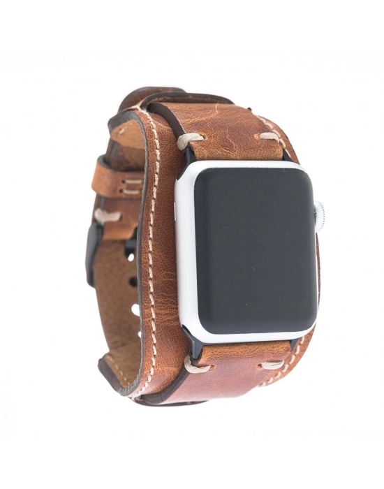 ÇOK SATAN Apple Watch Uyumlu Deri Kordon 42-44-45mm Cuff V18