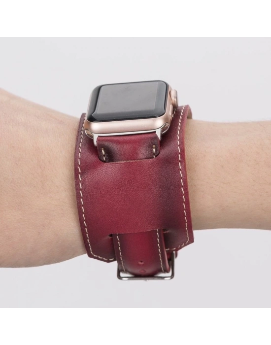 ÇOK SATAN Apple Watch Uyumlu Deri Kordon 42-44-45mm Cuff V4EF