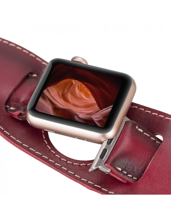 ÇOK SATAN Apple Watch Uyumlu Deri Kordon 42-44-45mm Cuff V4EF