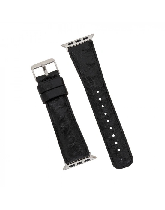 ÇOK SATAN Apple Watch Uyumlu Deri Kordon 42-44-45mm DE5 Siyah