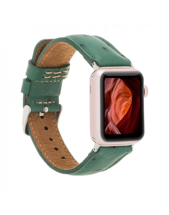 ÇOK SATAN Apple Watch Uyumlu Deri Kordon 42-44-45mm DE6 Yeşil