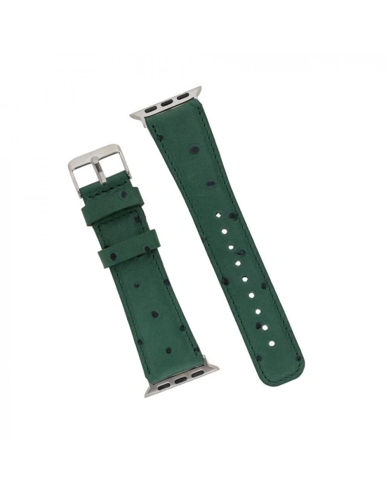 ÇOK SATAN Apple Watch Uyumlu Deri Kordon 42-44-45mm DE6 Yeşil