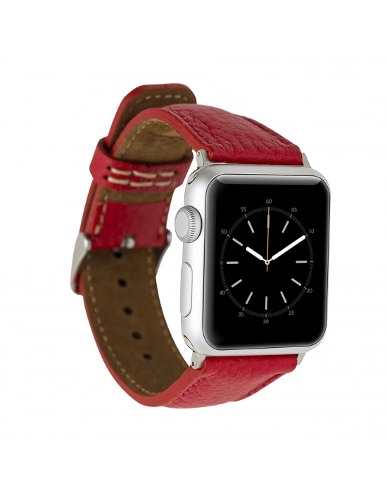 ÇOK SATAN Apple Watch Uyumlu Deri Kordon 42-44-45mm ERC2 Kırmızı