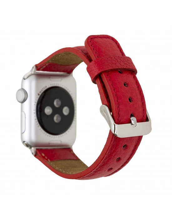 ÇOK SATAN Apple Watch Uyumlu Deri Kordon 42-44-45mm ERC2 Kırmızı