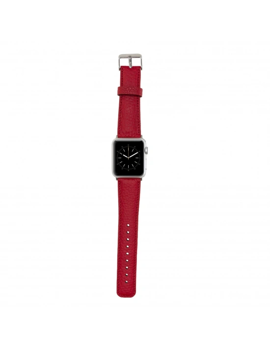 ÇOK SATAN Apple Watch Uyumlu Deri Kordon 42-44-45mm ERC2 Kırmızı