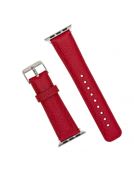 ÇOK SATAN Apple Watch Uyumlu Deri Kordon 42-44-45mm ERC2 Kırmızı