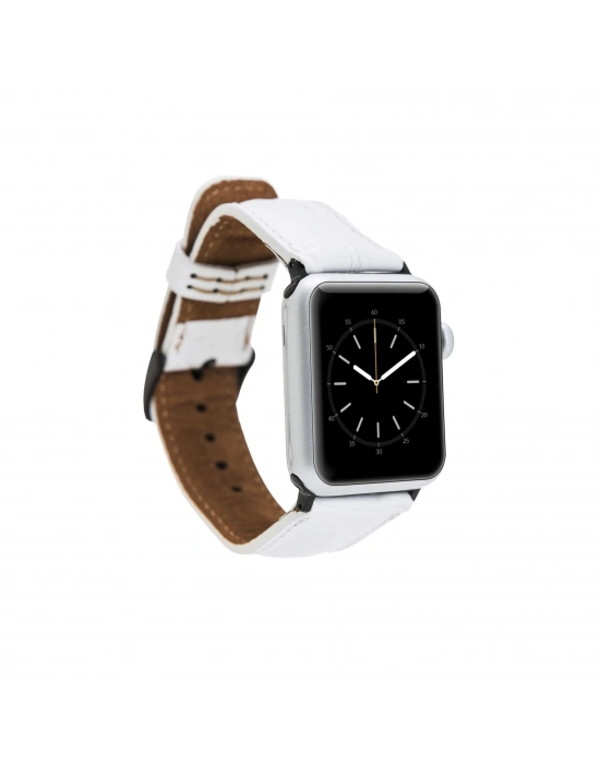 ÇOK SATAN Apple Watch Uyumlu Deri Kordon 42-44-45mm F3 Beyaz