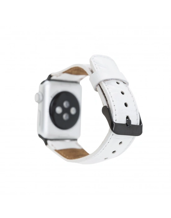 ÇOK SATAN Apple Watch Uyumlu Deri Kordon 42-44-45mm F3 Beyaz