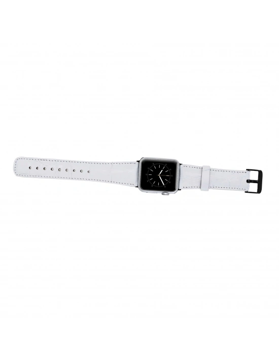 ÇOK SATAN Apple Watch Uyumlu Deri Kordon 42-44-45mm F3 Beyaz