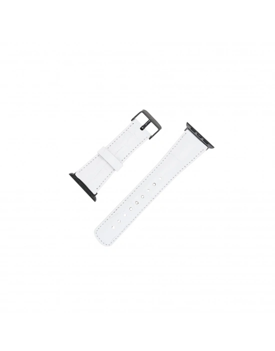 ÇOK SATAN Apple Watch Uyumlu Deri Kordon 42-44-45mm F3 Beyaz