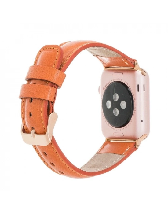 ÇOK SATAN Apple Watch Uyumlu Deri Kordon 42-44-45mm F5 Taba