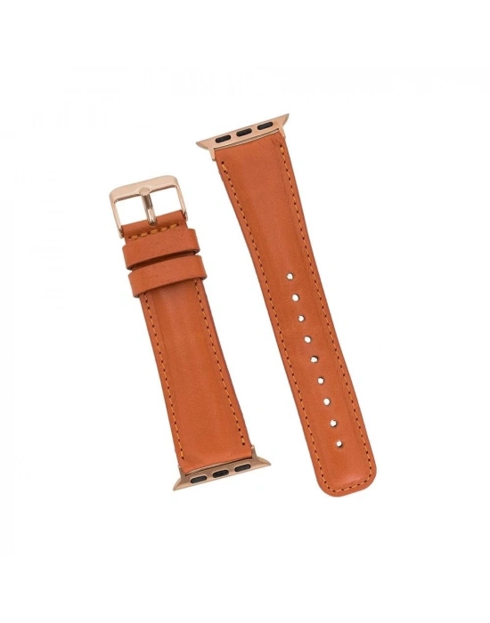 ÇOK SATAN Apple Watch Uyumlu Deri Kordon 42-44-45mm F5 Taba