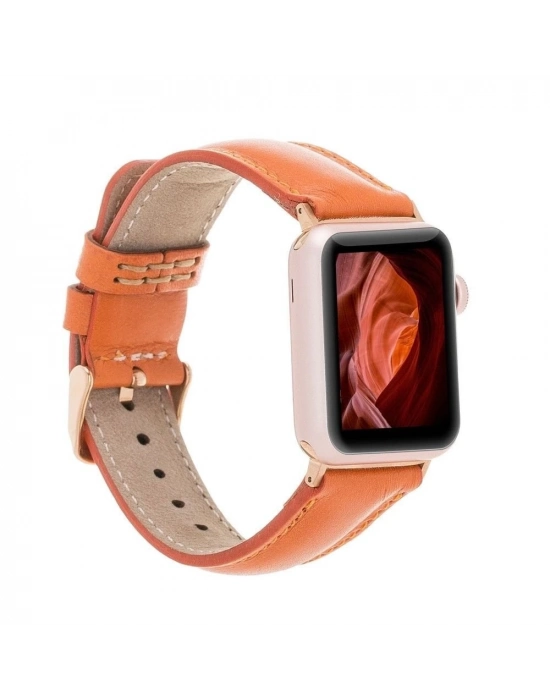 ÇOK SATAN Apple Watch Uyumlu Deri Kordon 42-44-45mm F5 Taba