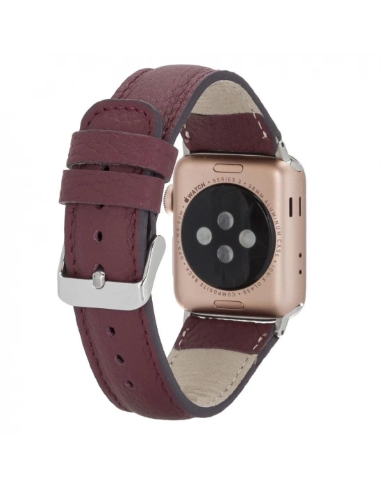 ÇOK SATAN Apple Watch Uyumlu Deri Kordon 42-44-45mm FL6 Bordo
