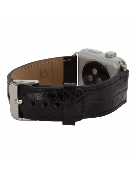 ÇOK SATAN Apple Watch Uyumlu Deri Kordon 42-44-45mm Kroko Siyah
