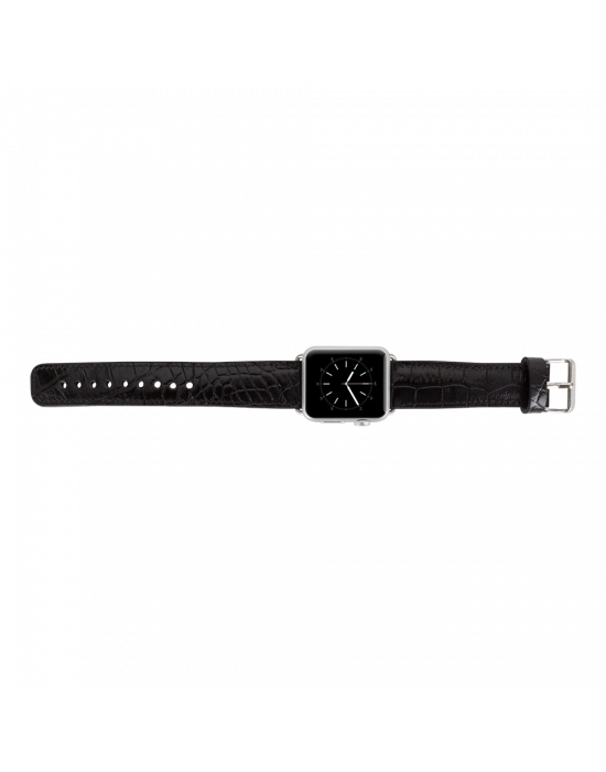 ÇOK SATAN Apple Watch Uyumlu Deri Kordon 42-44-45mm Kroko Siyah
