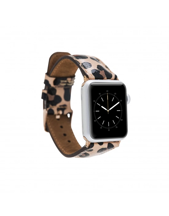 ÇOK SATAN Apple Watch Uyumlu Deri Kordon 42-44-45mm Leopar NE