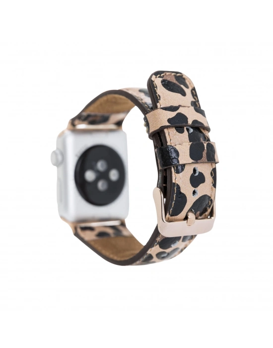 ÇOK SATAN Apple Watch Uyumlu Deri Kordon 42-44-45mm Leopar NE