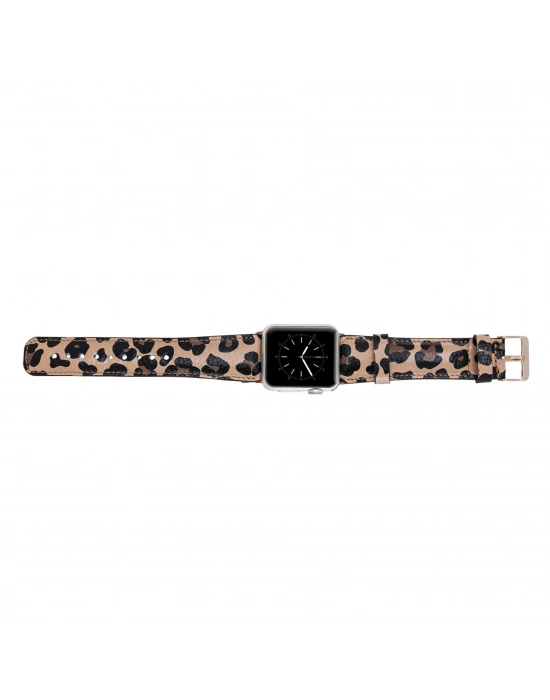 ÇOK SATAN Apple Watch Uyumlu Deri Kordon 42-44-45mm Leopar NE