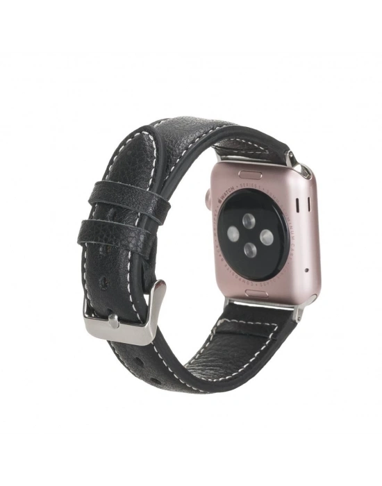 ÇOK SATAN Apple Watch Uyumlu Deri Kordon 42-44-45mm NM1-AS1 Siyah