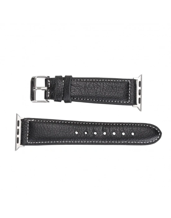 ÇOK SATAN Apple Watch Uyumlu Deri Kordon 42-44-45mm NM1-AS1 Siyah