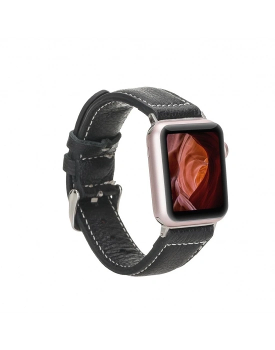 ÇOK SATAN Apple Watch Uyumlu Deri Kordon 42-44-45mm NM1-AS1 Siyah
